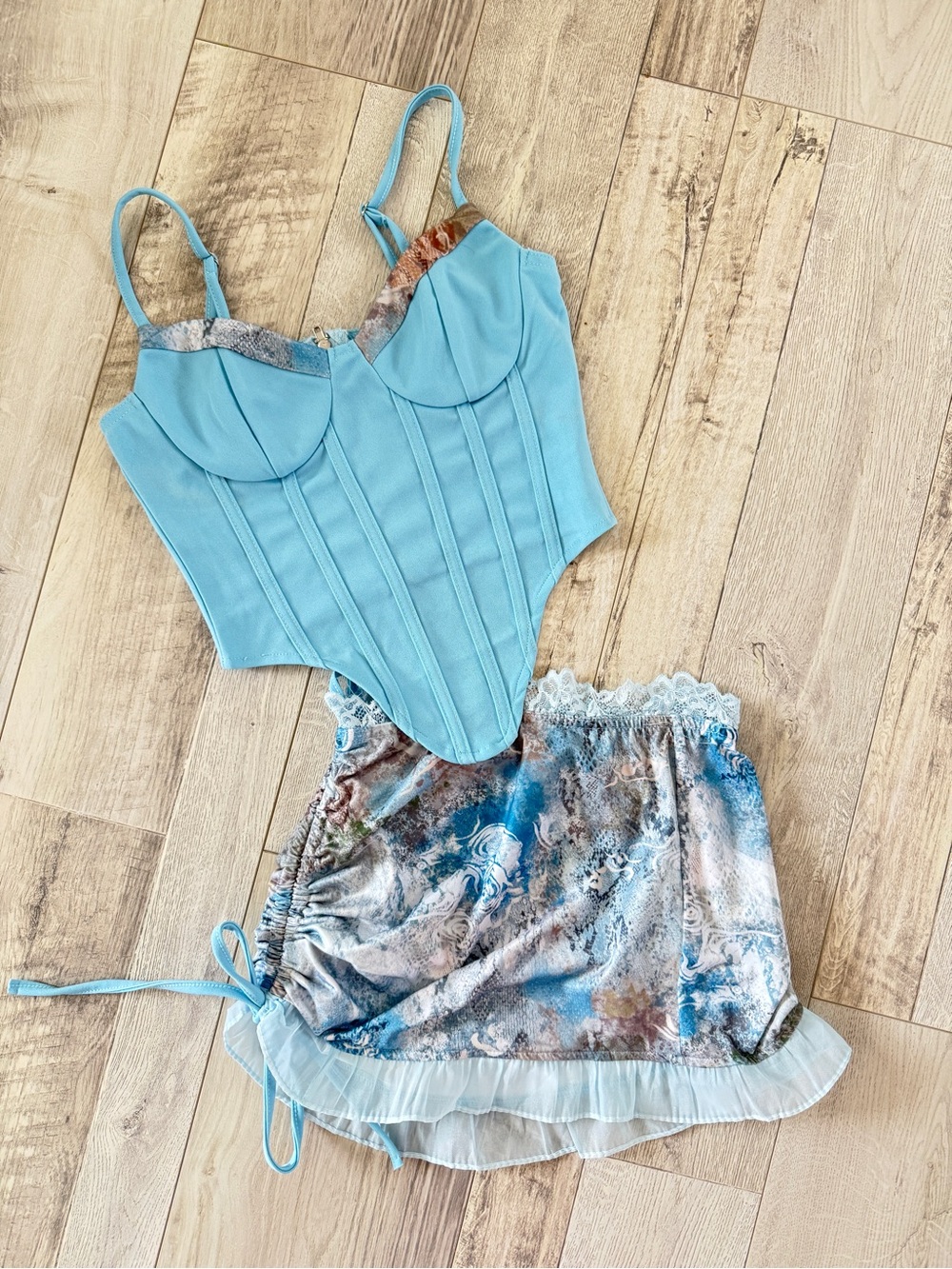 Two piece skirt set | light blue
